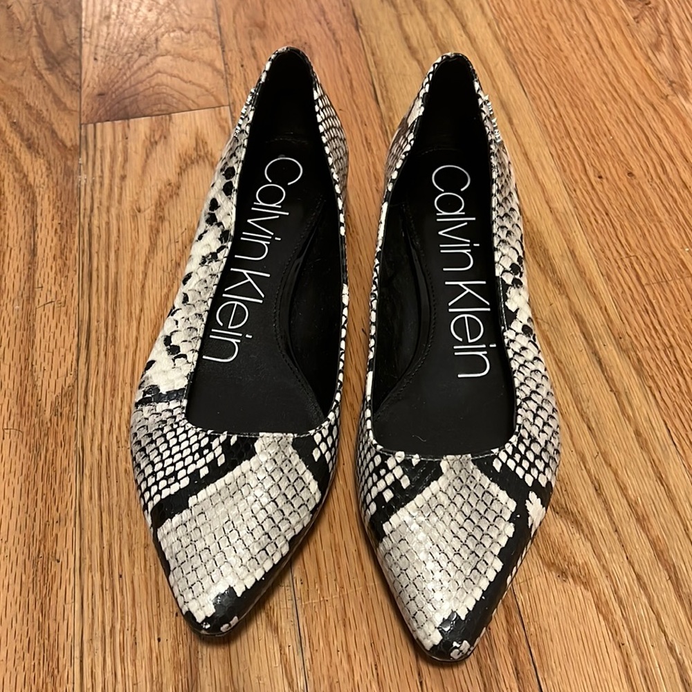 Calvin Klein snakeskin flats